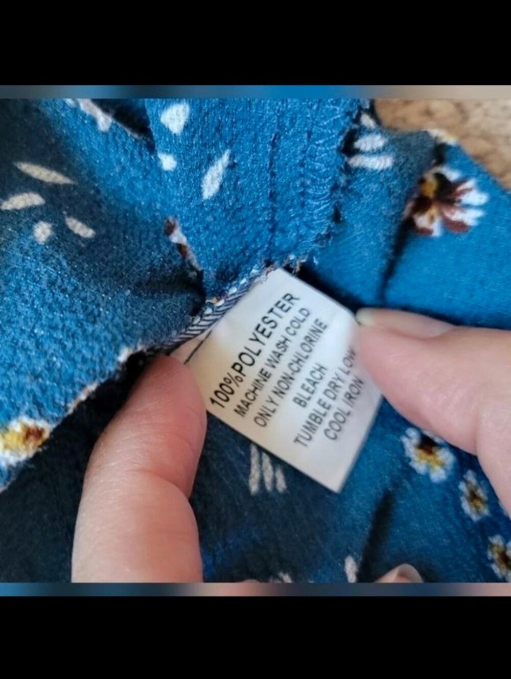 Crescent Blue Floral Cold Shoulder Blouse Small Strappy V-Neck 3/4 Sleeve - Picture 4 of 5